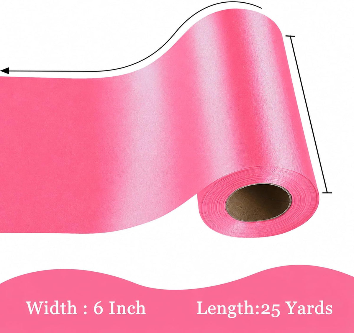 Wide Peach Pink Satin Ribbon 6 Inch x 25Yards Large Ribbon for Cutting Ceremony Grand Opening Chair Sash Table Large Bows Wedding Party Decoration