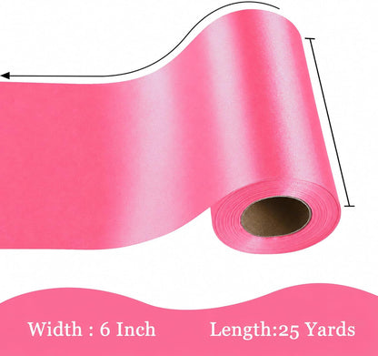 Wide Peach Pink Satin Ribbon 6 Inch x 25Yards Large Ribbon for Cutting Ceremony Grand Opening Chair Sash Table Large Bows Wedding Party Decoration
