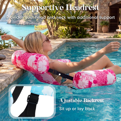 3 Pack Pool Float Chairs, Tropical Bloom,Navy Pink Yellow
