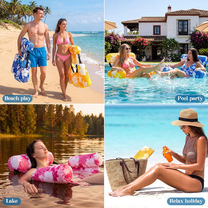3 Pack Pool Float Chairs, Tropical Bloom,Navy Pink Yellow