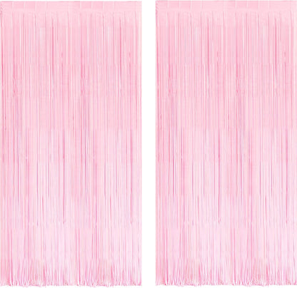 Pink Fringe Curtains Backdrop | Photo Booths Party Streamers