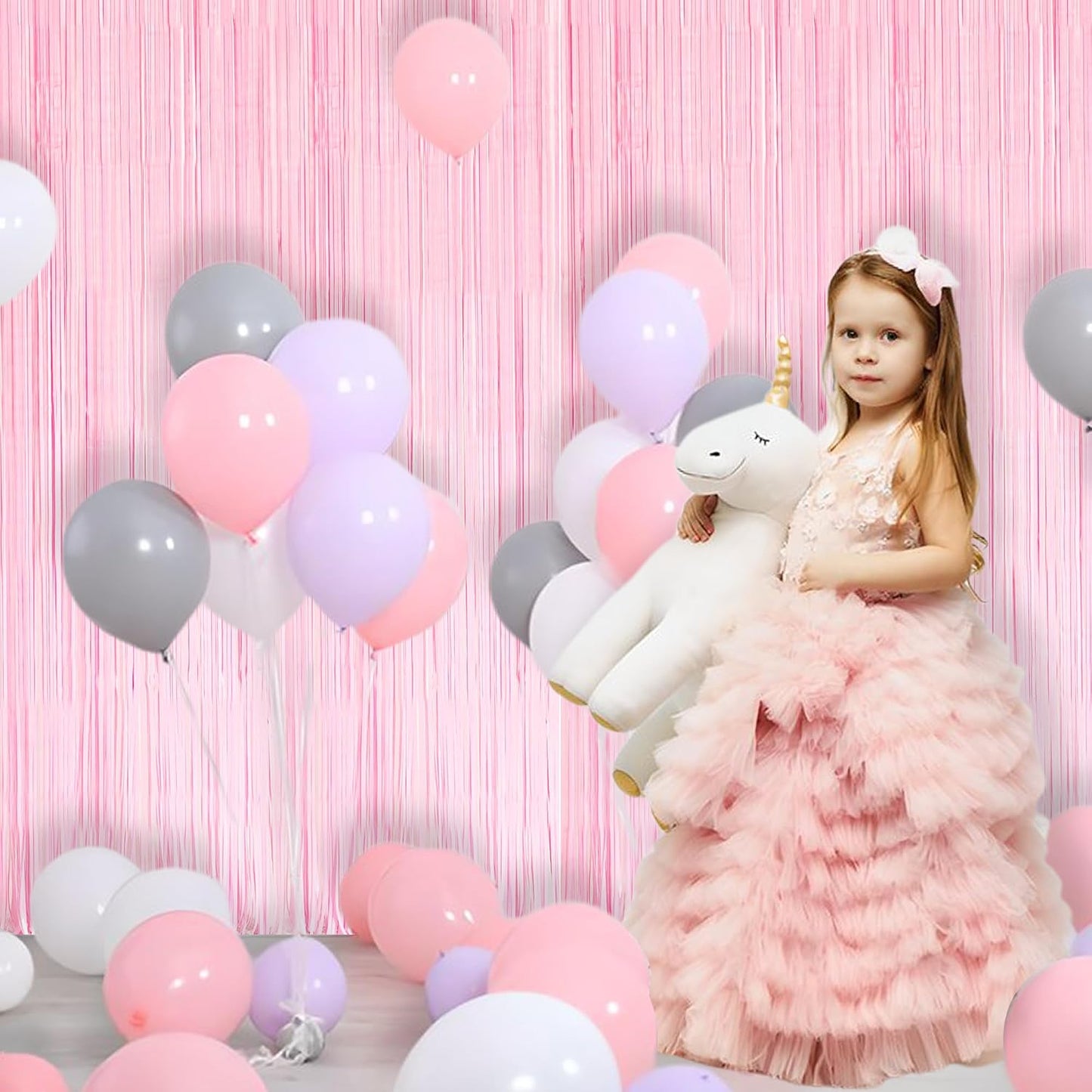 Pink Fringe Curtains Backdrop | Photo Booths Party Streamers
