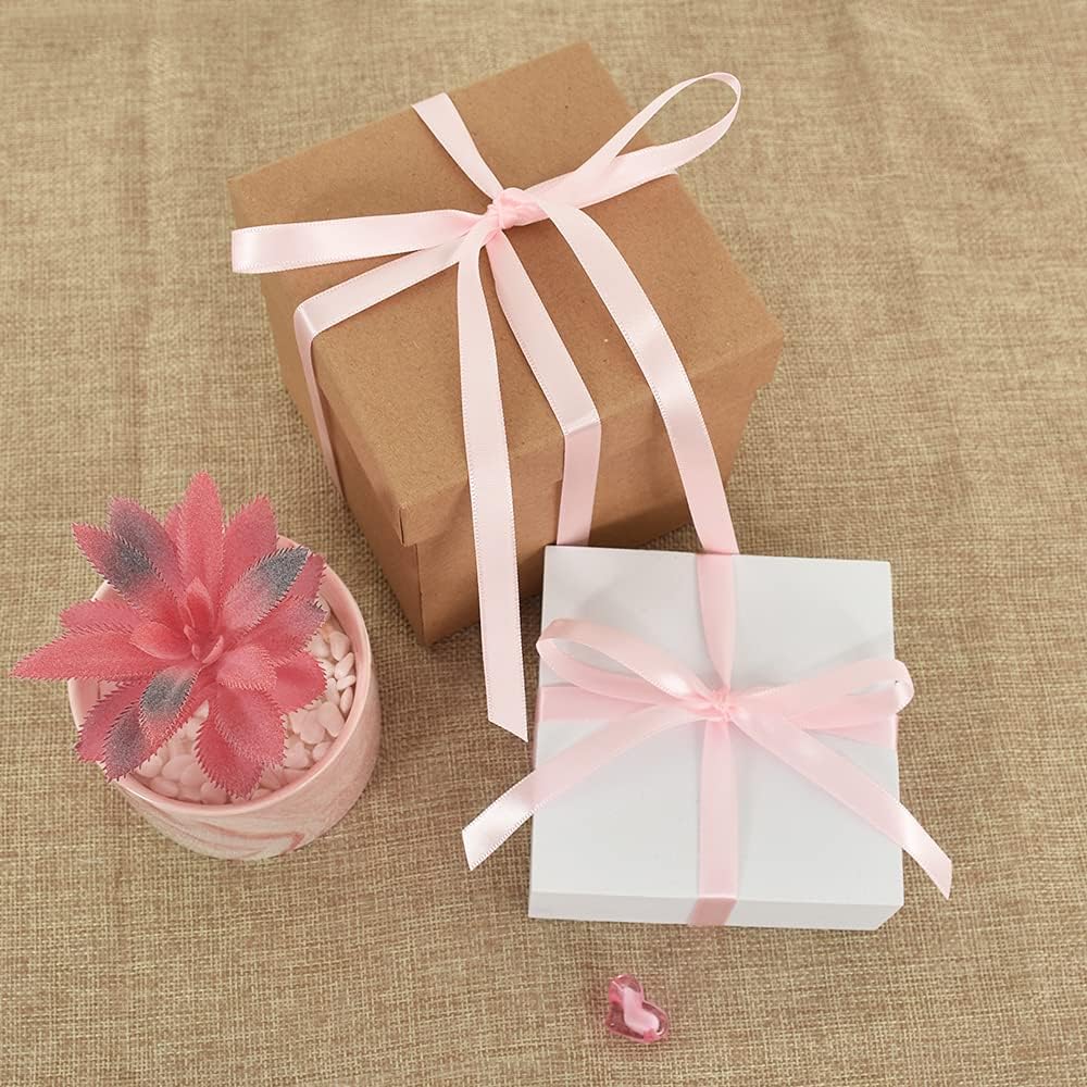100yds 3/8 Inch Pink Satin Ribbon for Craft Gifts Wrapping