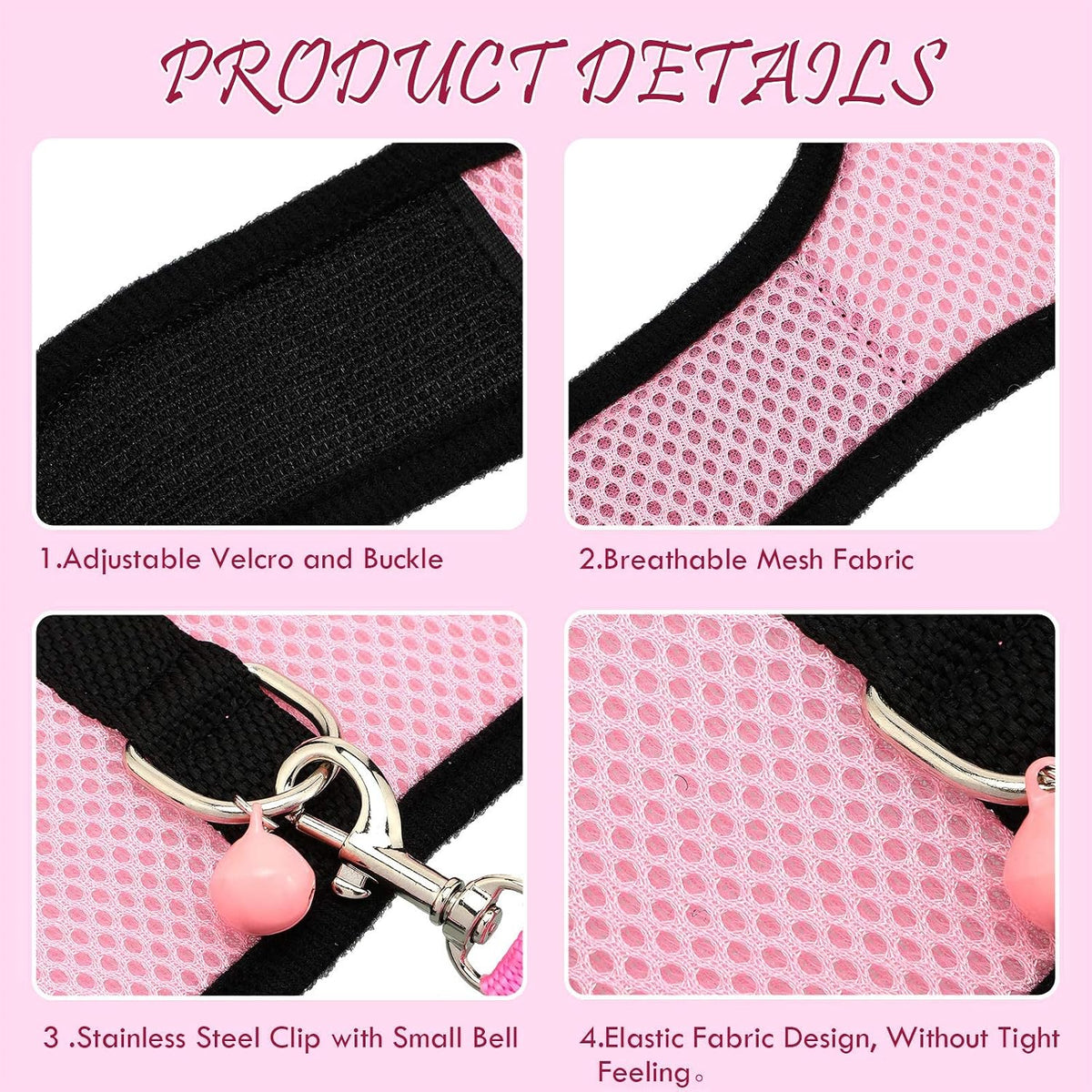2 Sets Guinea Pig Harness and Leash Kit, Green, Pink, S
