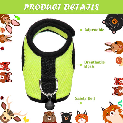 2 Sets Guinea Pig Harness and Leash Kit, Green, Pink, S