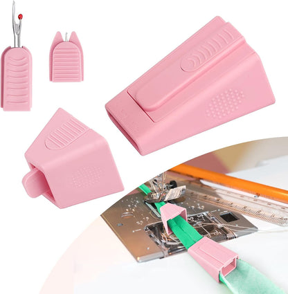 Bias Tape Maker, Fabric Tube Maker for Jelly Rolls Rugs Tool with Needle Threader and Seam Ripper, DIY Sewing Supplies and Accessories Day Gift Pink