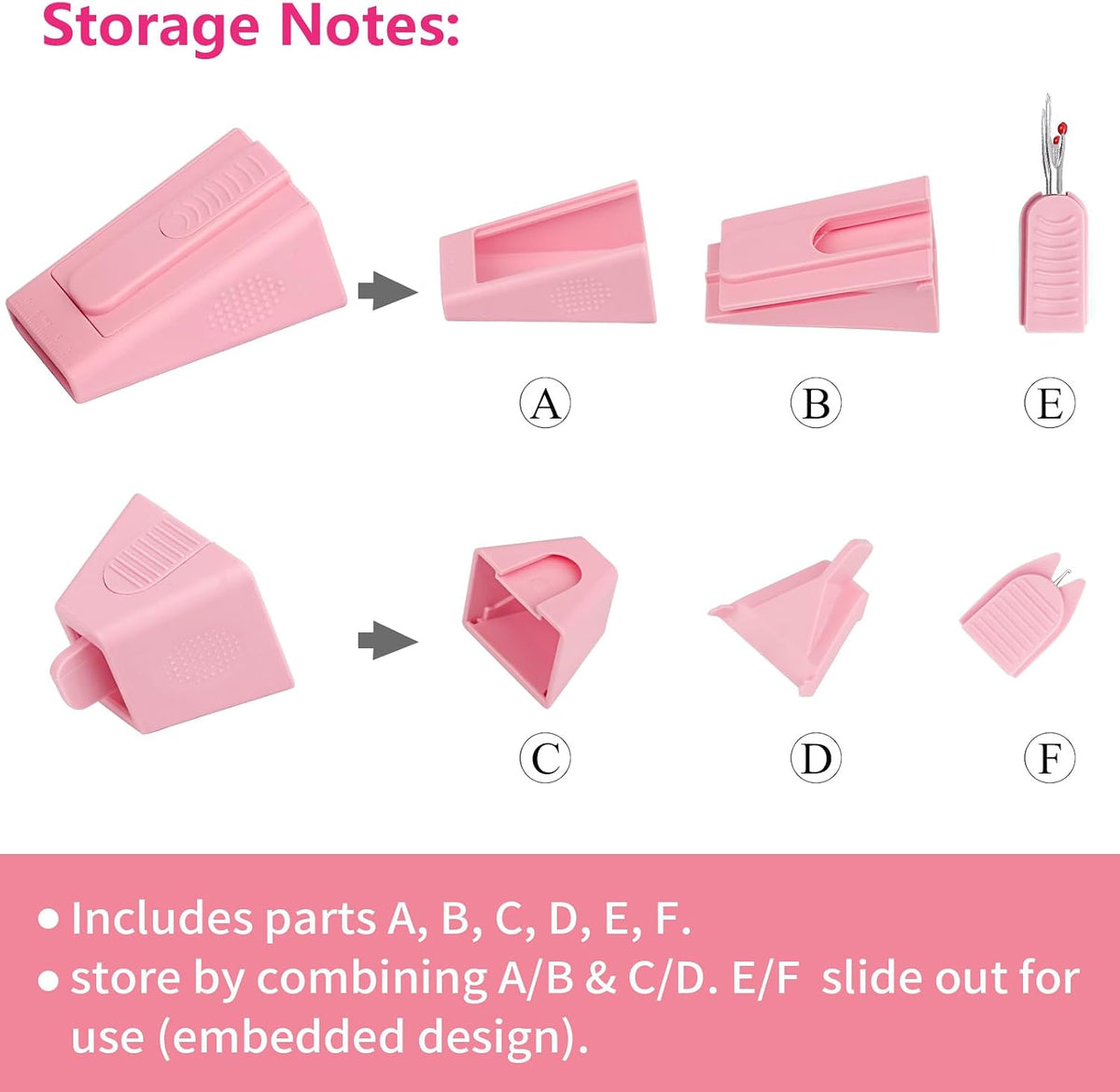 Bias Tape Maker, Fabric Tube Maker for Jelly Rolls Rugs Tool with Needle Threader and Seam Ripper, DIY Sewing Supplies and Accessories Day Gift Pink