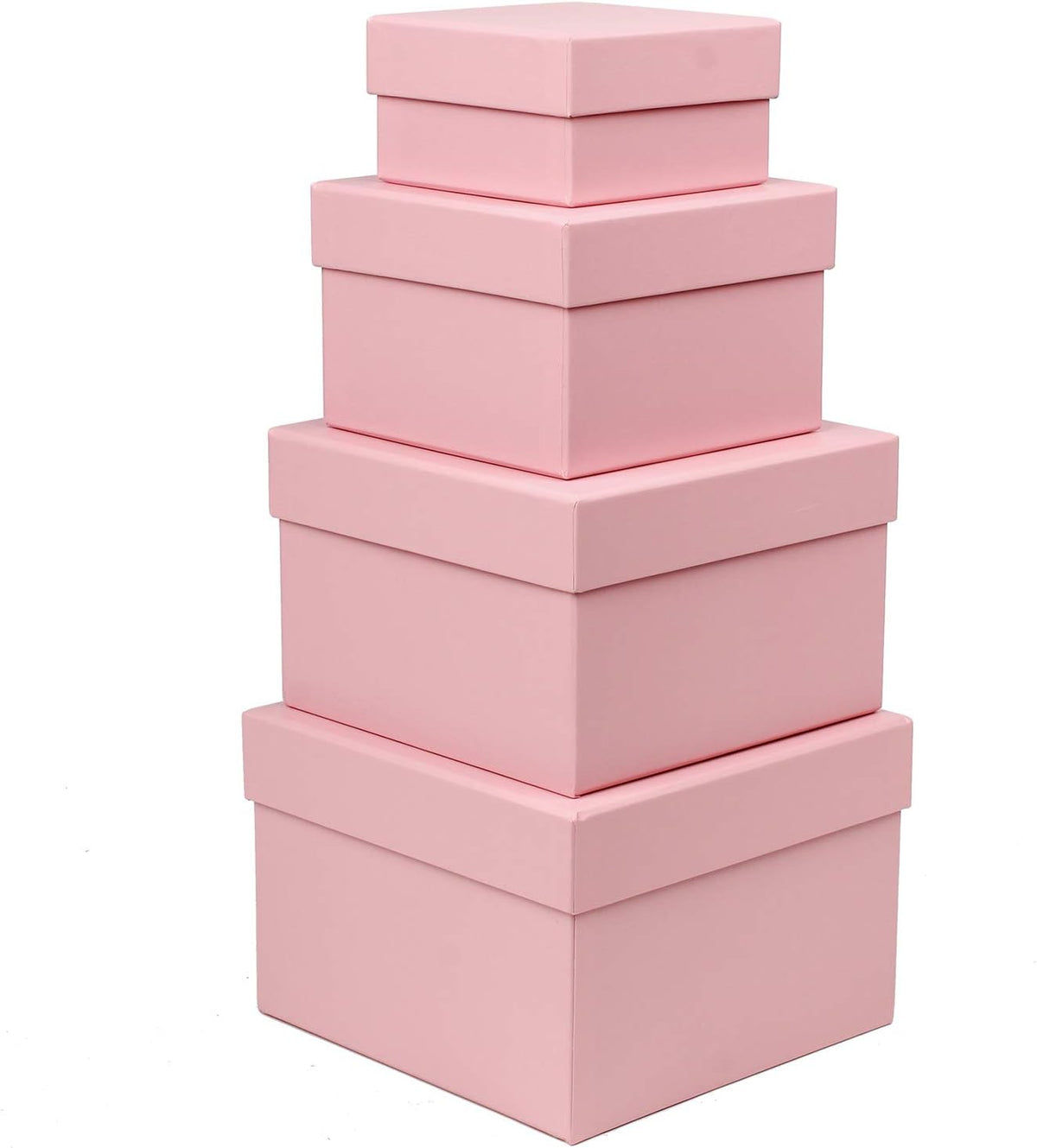 Pink Gift Boxes with Lids Nesting Gift Boexs for Presents Set of 4 Small Pink Boxes for Flower Arrangements Paper Mache Boxes for Bridesmaid, Proposal, Wedding, Birthday, Party Favor, Valentines