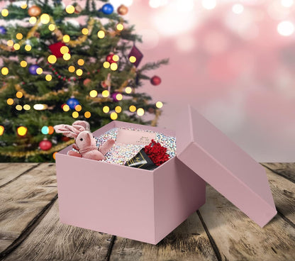 Pink Gift Boxes with Lids Nesting Gift Boexs for Presents Set of 4 Small Pink Boxes for Flower Arrangements Paper Mache Boxes for Bridesmaid, Proposal, Wedding, Birthday, Party Favor, Valentines