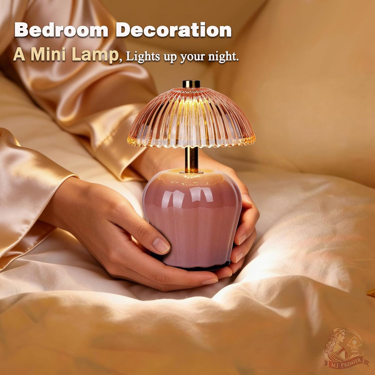 Rechargeable Table Lamp, Small Cordless Lamp with Timer, Pink
