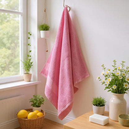 Bath Towel Set 6 PCS, Pink Luxury 100% Turkish Cotton 650GSM