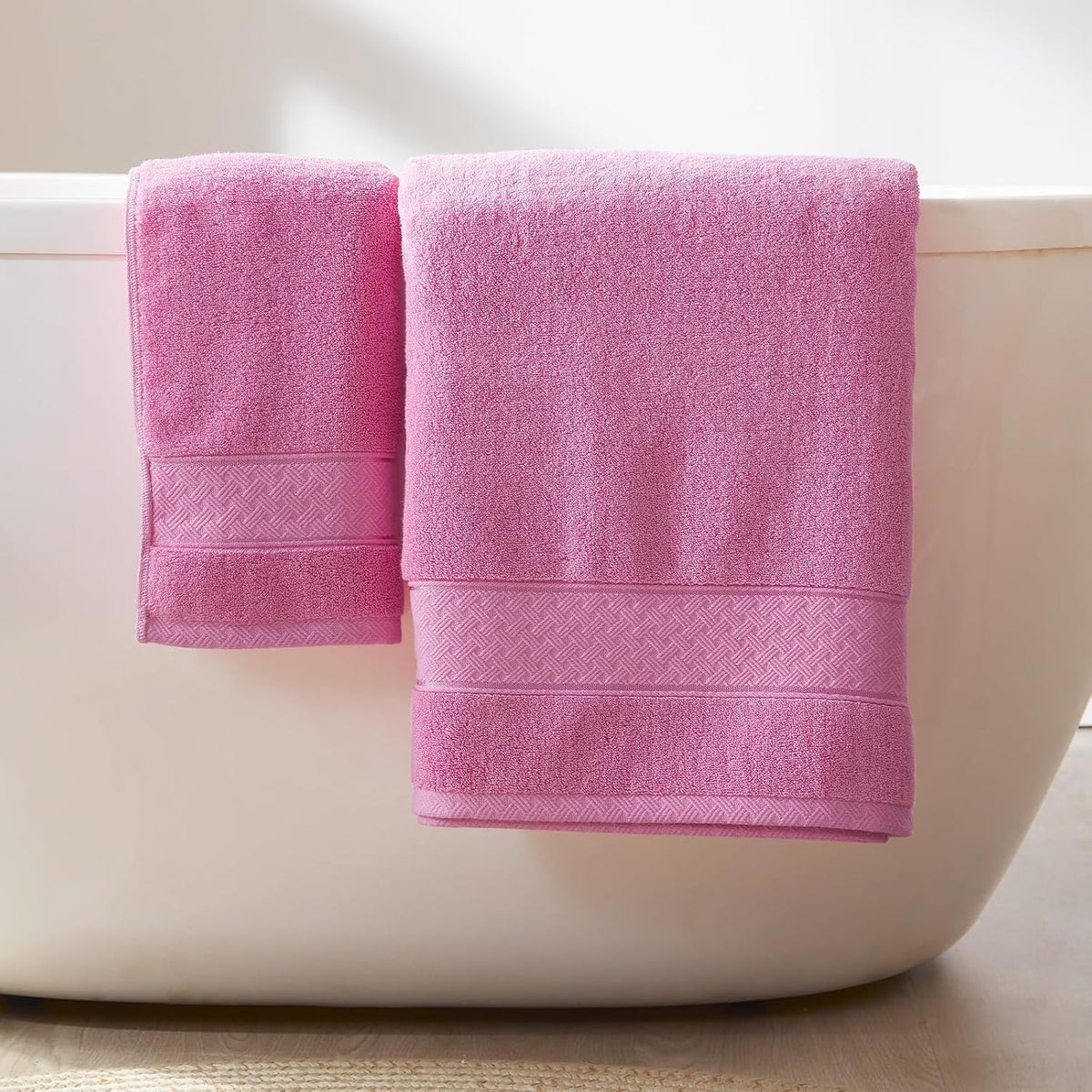 Bath Towel Set 6 PCS, Pink Luxury 100% Turkish Cotton 650GSM