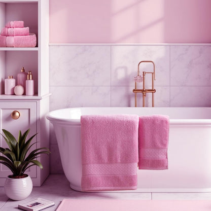 Bath Towel Set 6 PCS, Pink Luxury 100% Turkish Cotton 650GSM