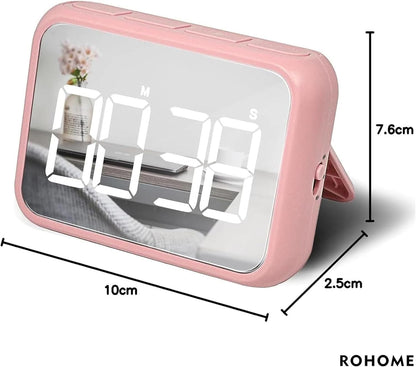 Digital Large Display Visual Timer Stopwatch for Kitchen Teacher School Classroom Cooking, Night Light Magnetic Bathroom Makeup Mirror LED Stop Clock Timer, 99 Minutes Countdown, Loud/Silent (Pink)