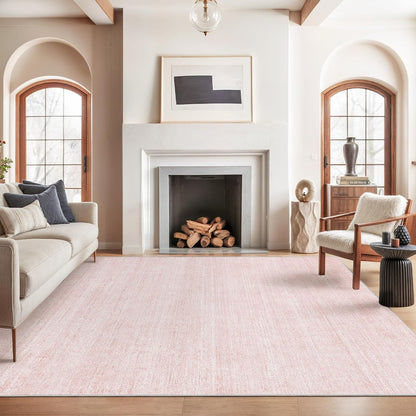 8x10 Area Rugs for Living Room, Large Washable Rug, Light Pink