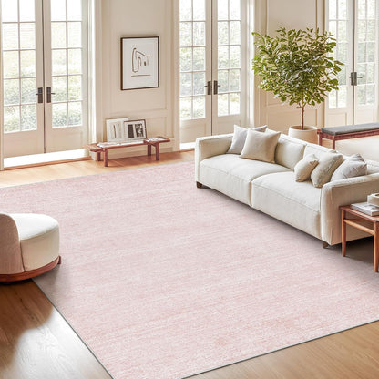 8x10 Area Rugs for Living Room, Large Washable Rug, Light Pink