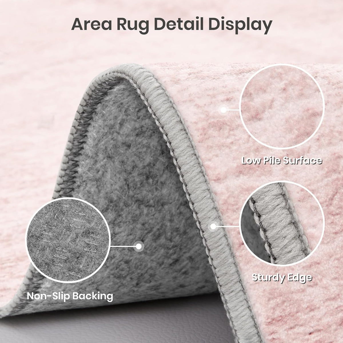 8x10 Area Rugs for Living Room, Large Washable Rug, Light Pink