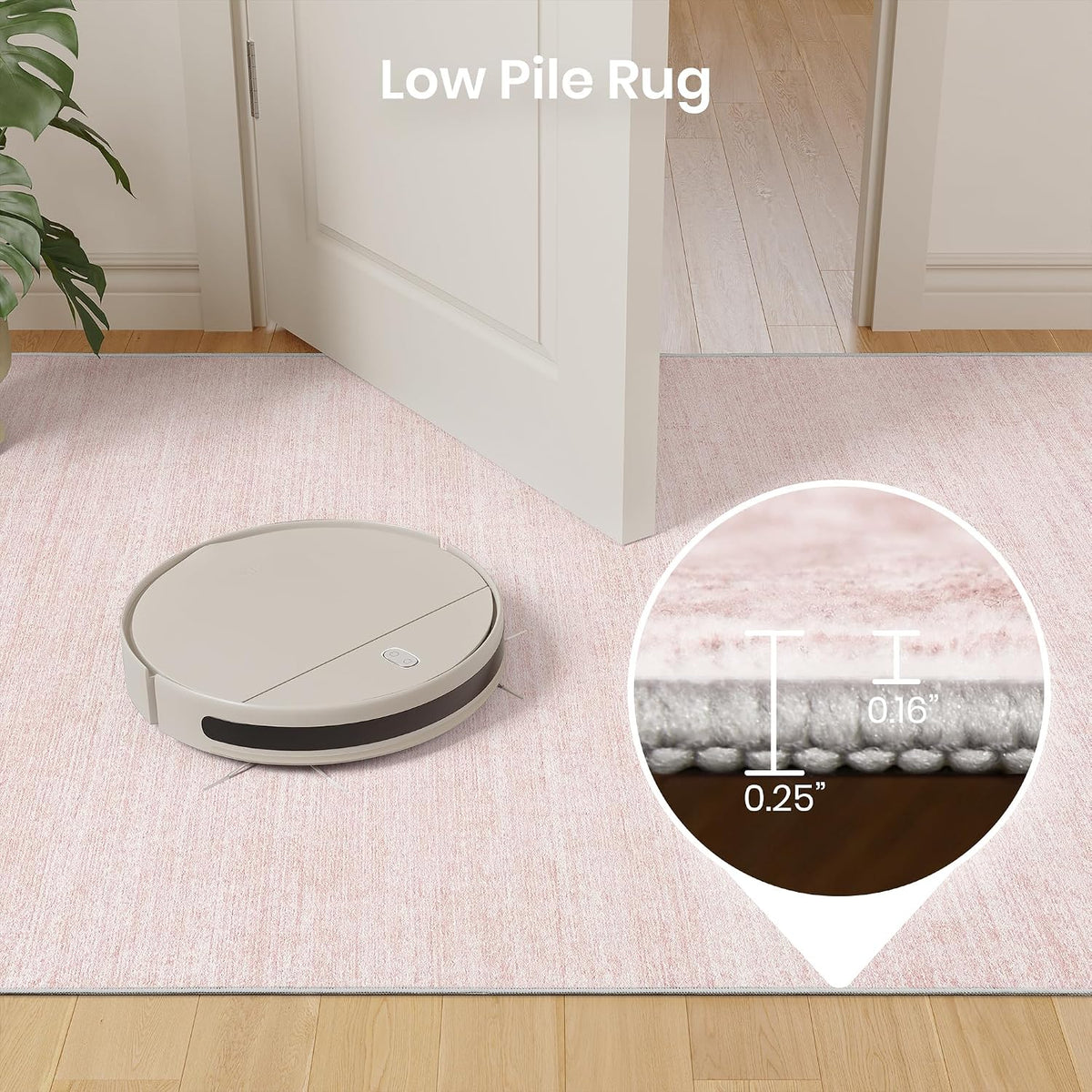 8x10 Area Rugs for Living Room, Large Washable Rug, Light Pink