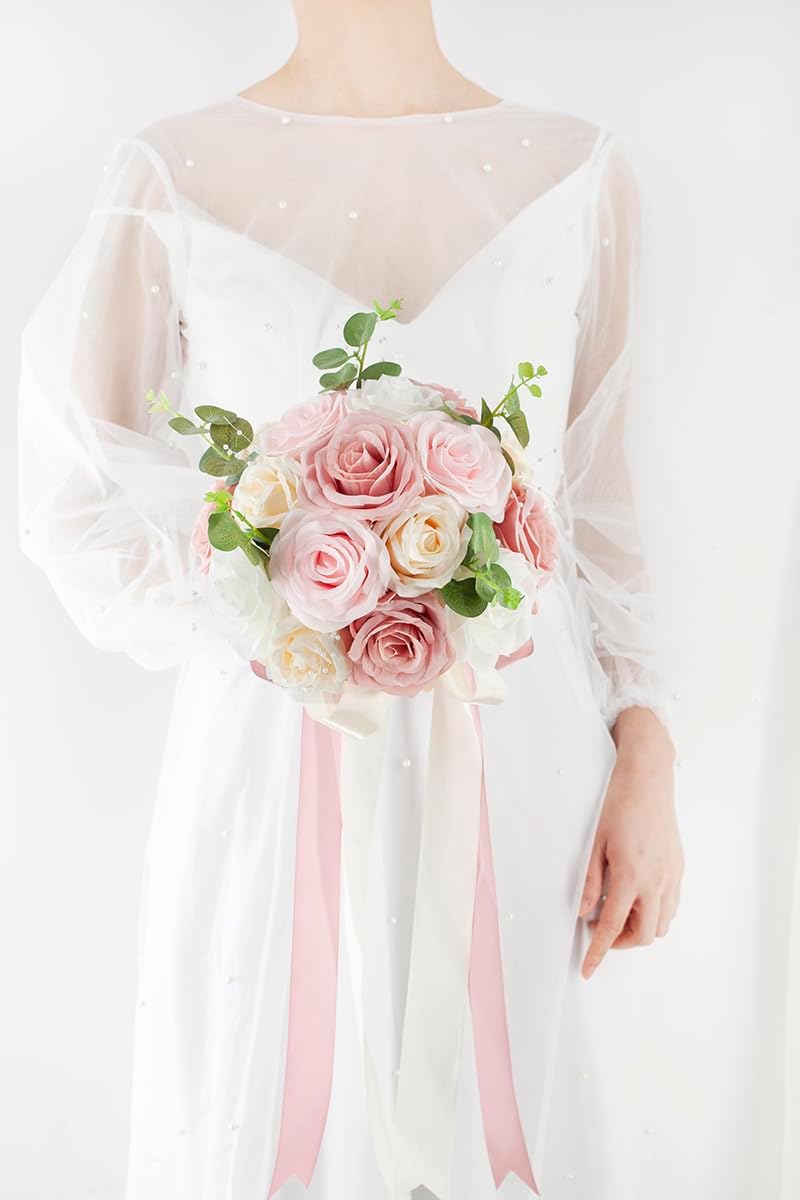 Pink & Champage Wedding Bouquets for Bride Bridesmaids