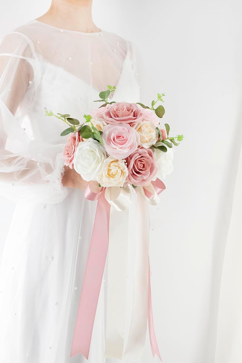 Pink & Champage Wedding Bouquets for Bride Bridesmaids
