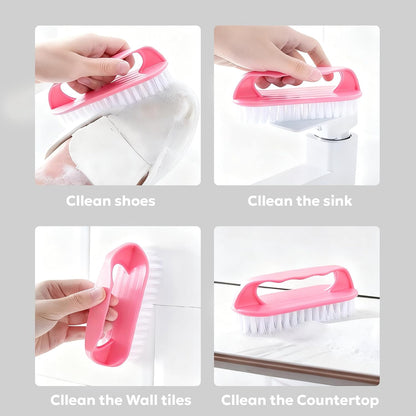 Brushes for Cleaning Brush with Handle for Shower, Kitchen, Sink, Bathroom, Floor Pink