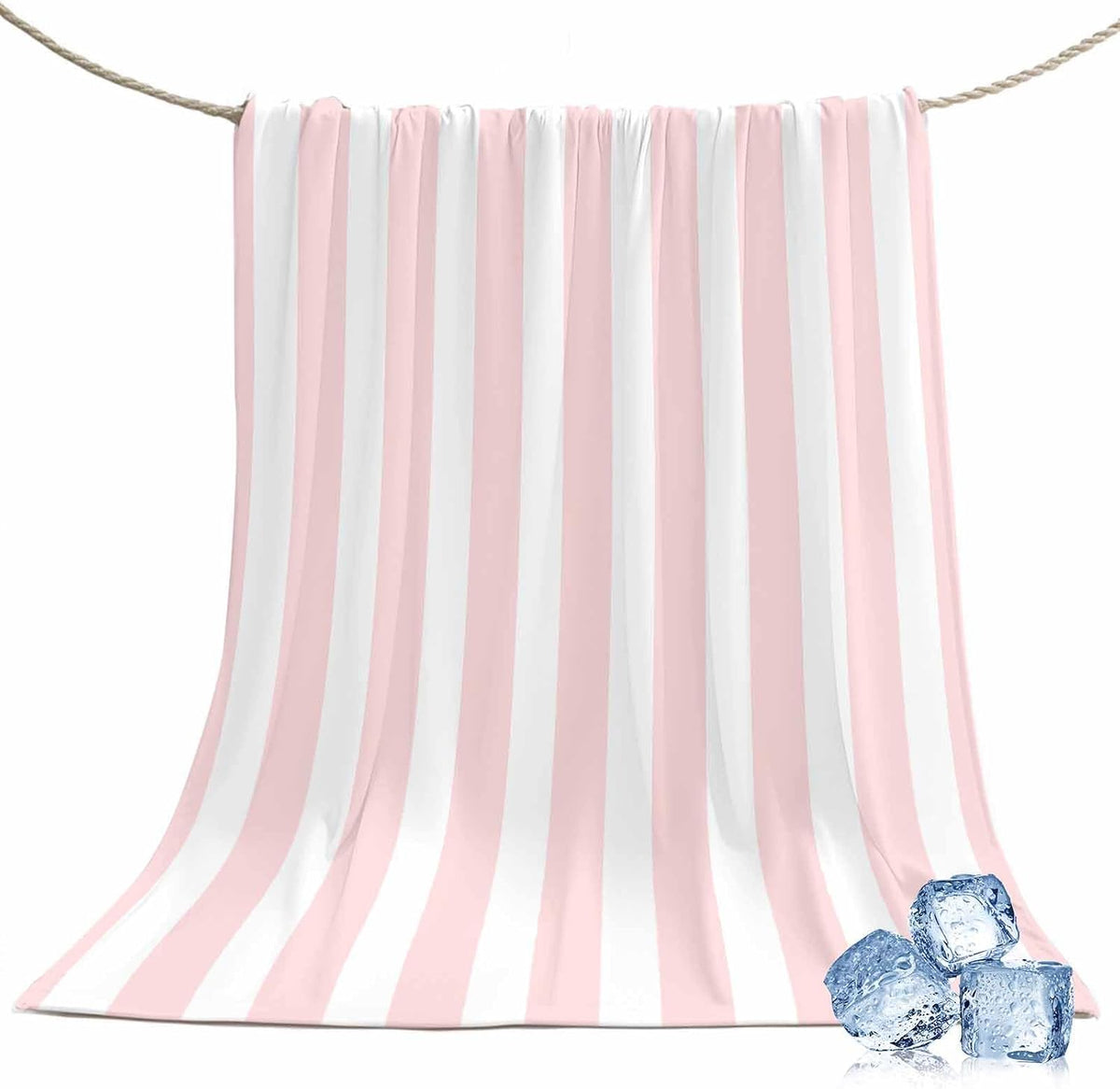Cooling Blanket 50"x60", Classic Pink Stripes Summer Cooling Blanket Breathable Lightweight Ice Blankets Geometric Vertical Striped Blankets for Night Sweats