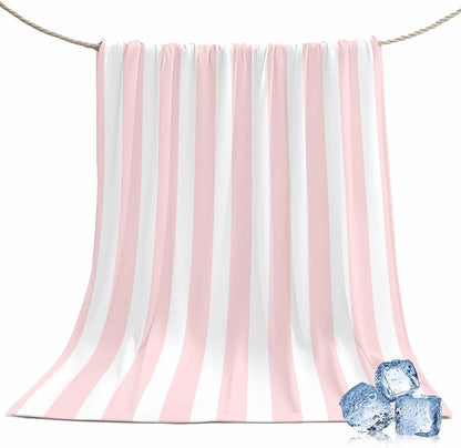 Cooling Blanket 50"x60", Classic Pink Stripes Summer Cooling Blanket Breathable Lightweight Ice Blankets Geometric Vertical Striped Blankets for Night Sweats