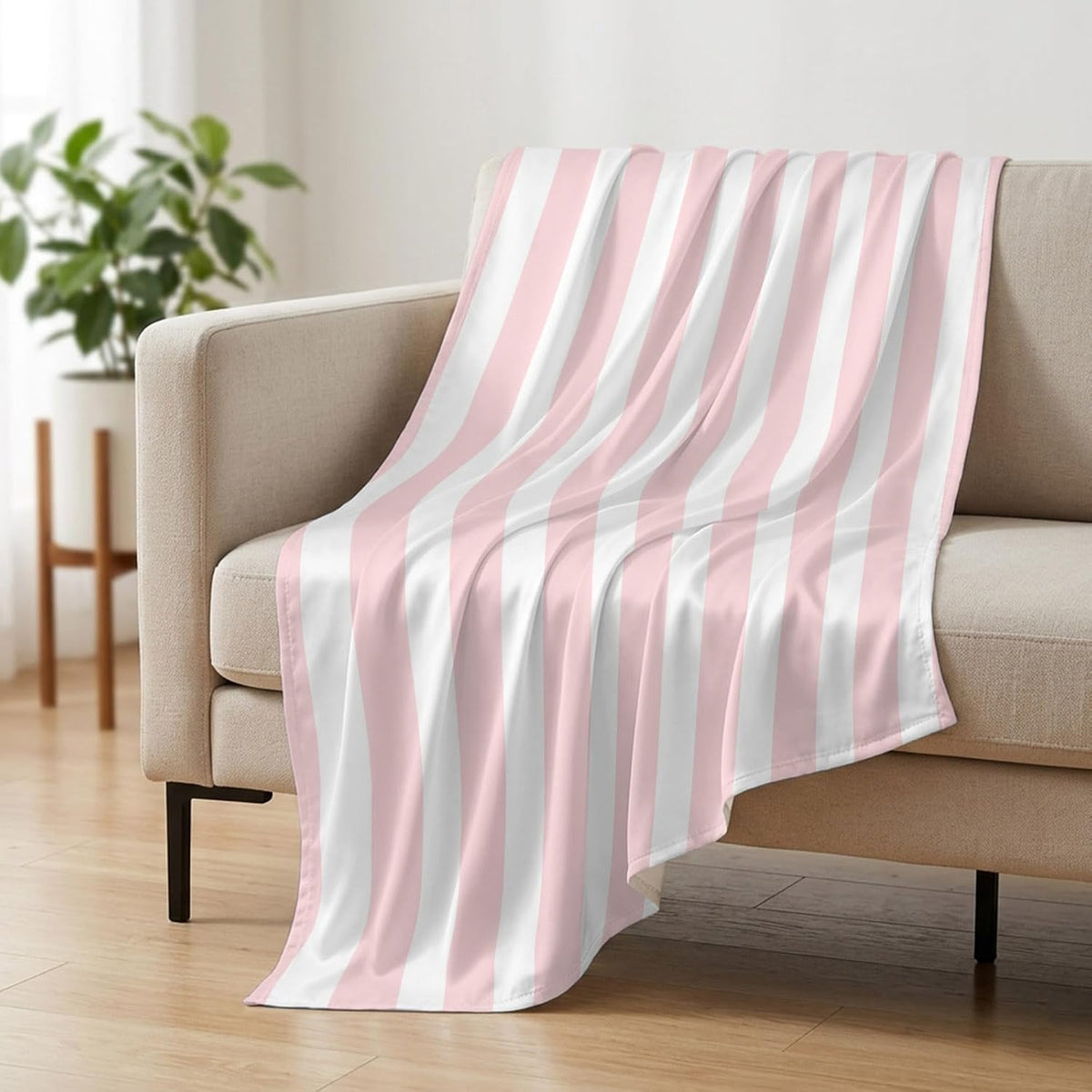 Cooling Blanket 50"x60", Classic Pink Stripes Summer Cooling Blanket Breathable Lightweight Ice Blankets Geometric Vertical Striped Blankets for Night Sweats