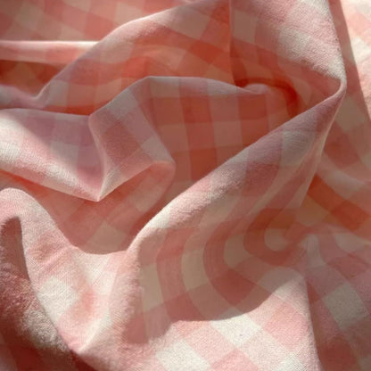 Pink/Blue Checkered Pure Cotton Pillow Cases Set of 2 Standard Queen Size Envelope Closure, Soft Washed Cotton Bedding Essentials (Pink,Queen 30" x 20")