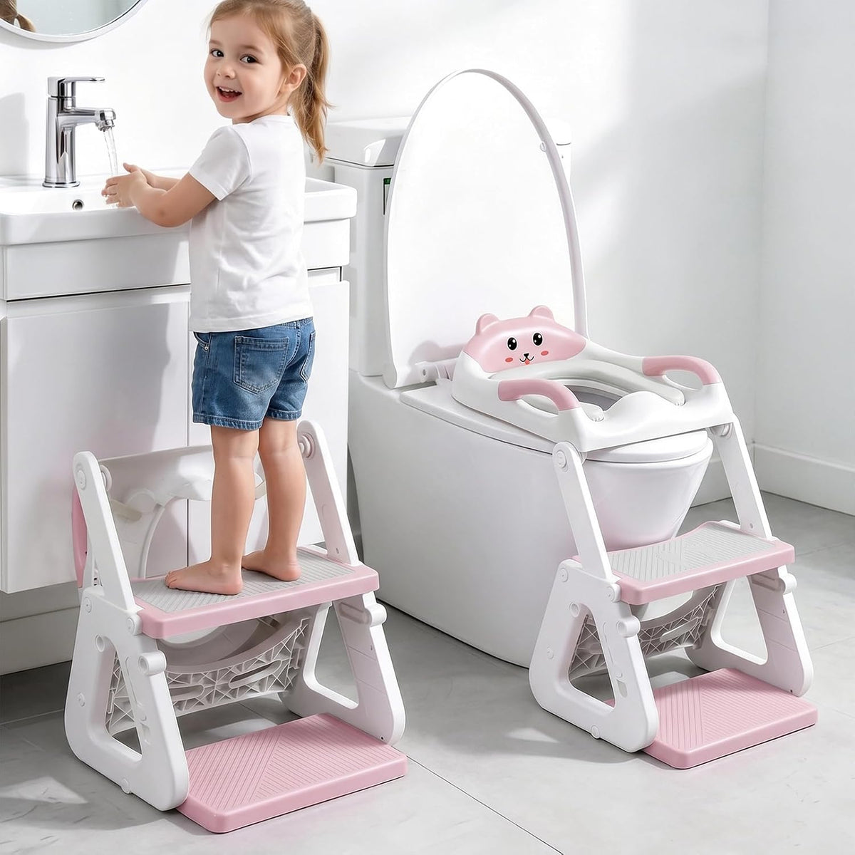 Orzbow Potty Training Seat with Step Stool, Toddler Toilet Seat with Ladder