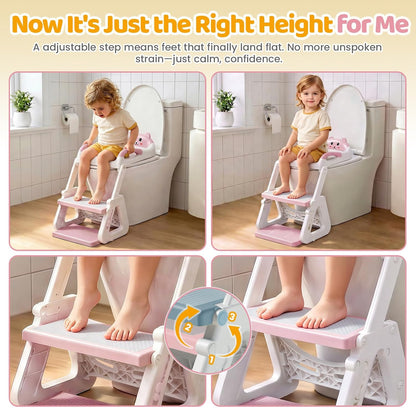 Orzbow Potty Training Seat with Step Stool, Toddler Toilet Seat with Ladder