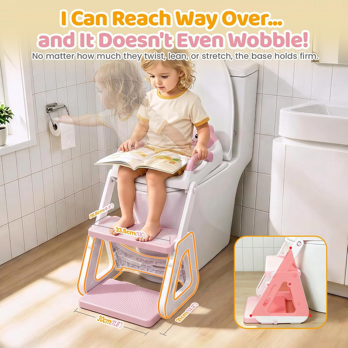 Orzbow Potty Training Seat with Step Stool, Toddler Toilet Seat with Ladder