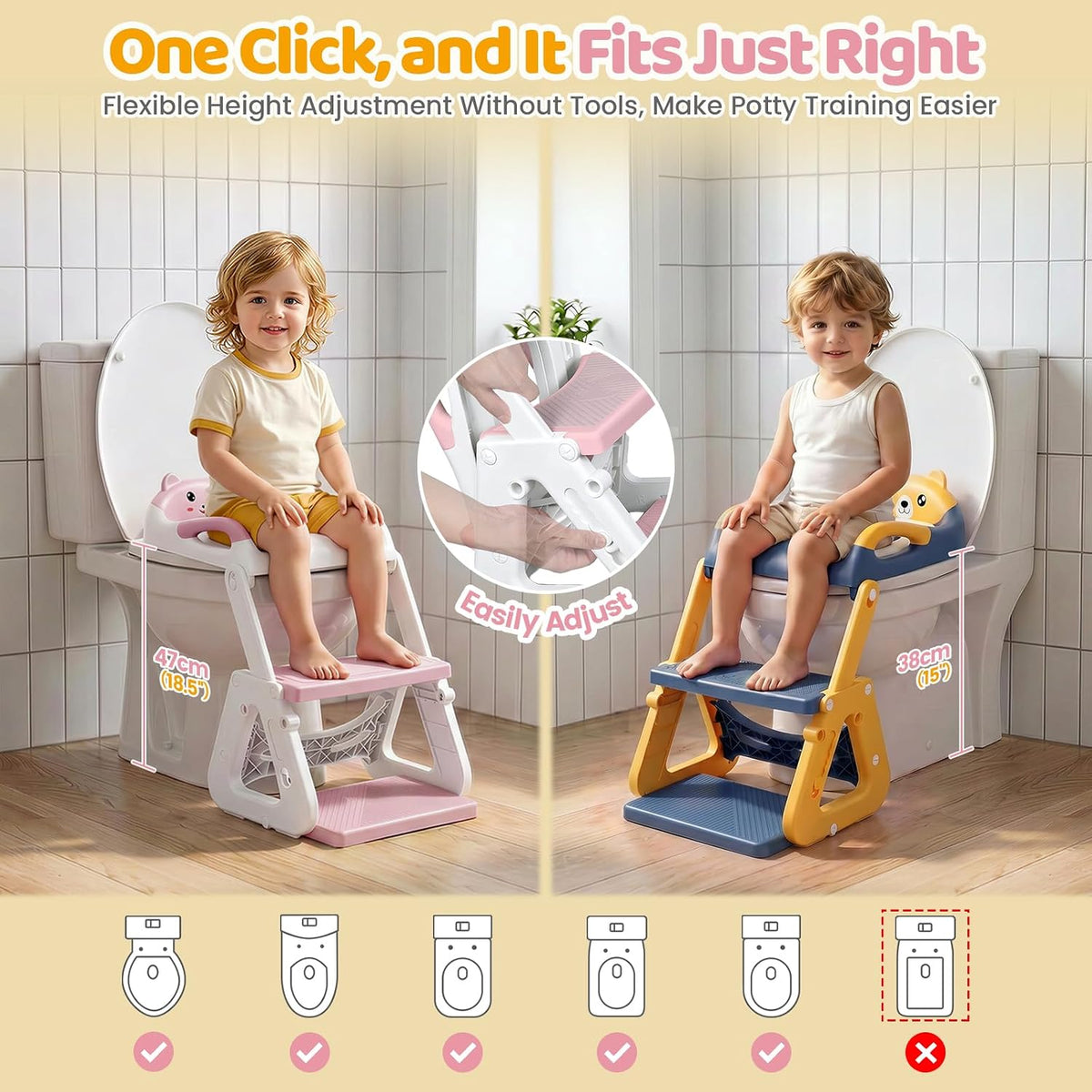 Orzbow Potty Training Seat with Step Stool, Toddler Toilet Seat with Ladder
