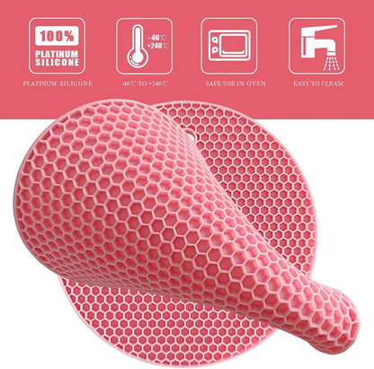 7-Inch Round Silicone Trivet Mats - 4-Pack Non-Slip Heat Resistant Hot Pads for Kitchen Countertops, Pots and Pans (Pink)