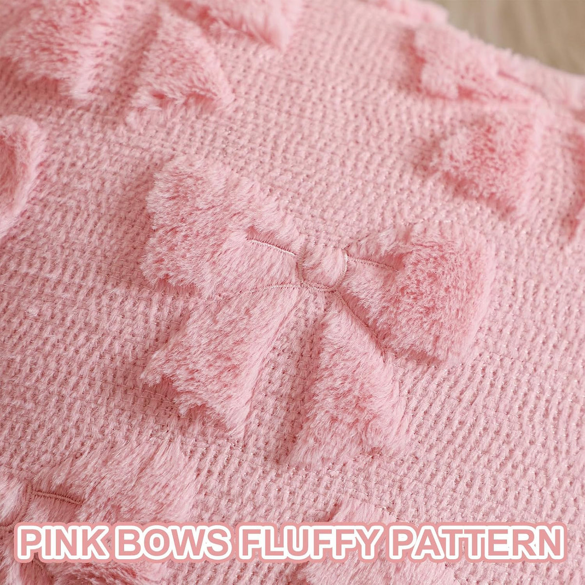 Bow Pillow Covers Set of 2 Preppy Room Decor, 18"x18", Dark Pink