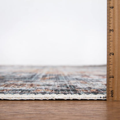 Washable Non-Slip 3' x 5' Rug - Teal/Peach Traditional Area Rug for Living Room, Bedroom, Dining Room, and Kitchen - Exact Size: 3' x 5'