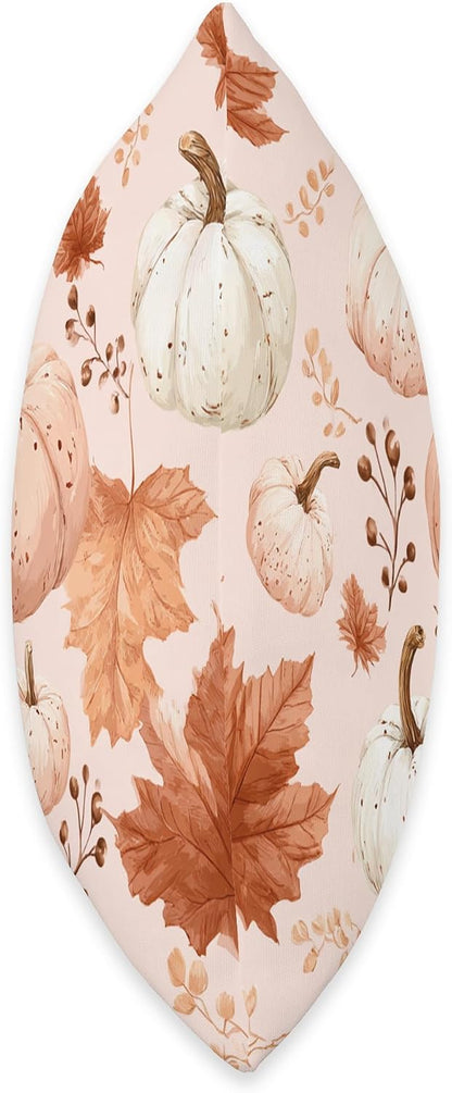 Pastel Pink Autumn Leaves Fall Pumpkin Cute Aesthetic Autumn Throw Pillow