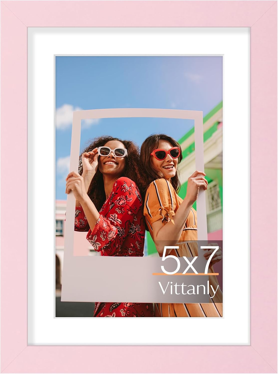 5x7 picture frame, Matted for 4x6 Photos, Pale Pink