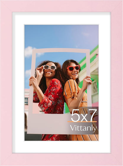 5x7 picture frame, Matted for 4x6 Photos, Pale Pink