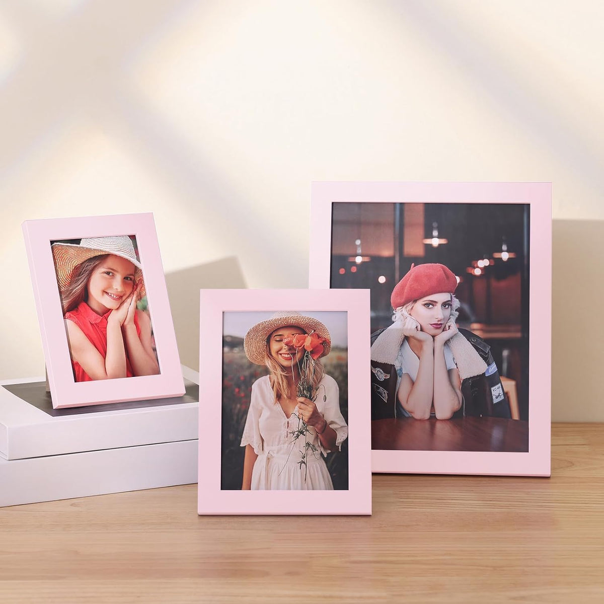 5x7 picture frame, Matted for 4x6 Photos, Pale Pink