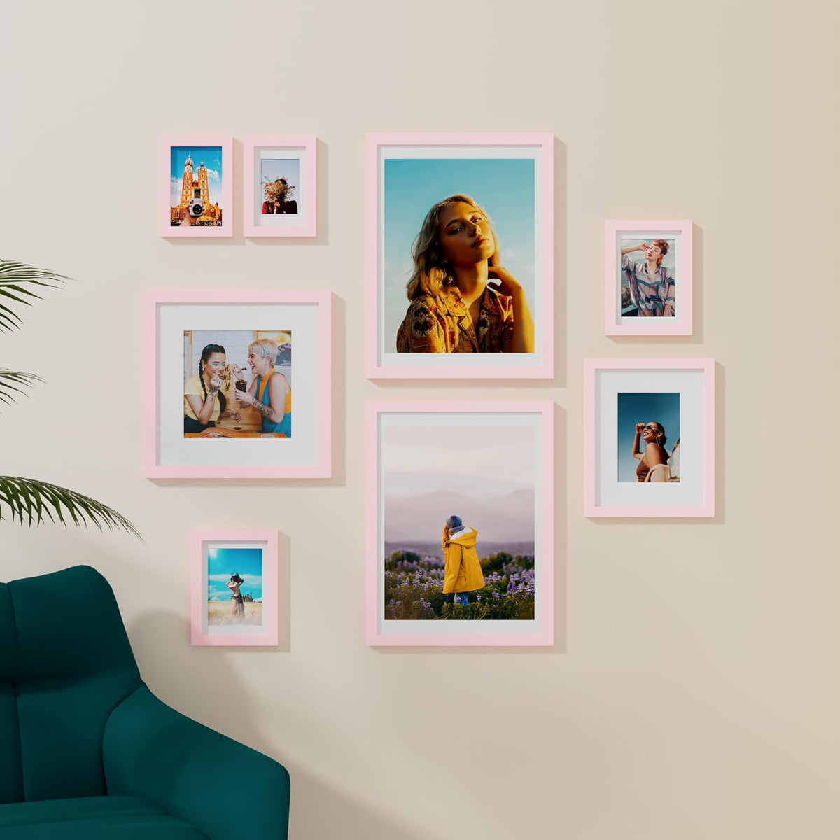 5x7 picture frame, Matted for 4x6 Photos, Pale Pink