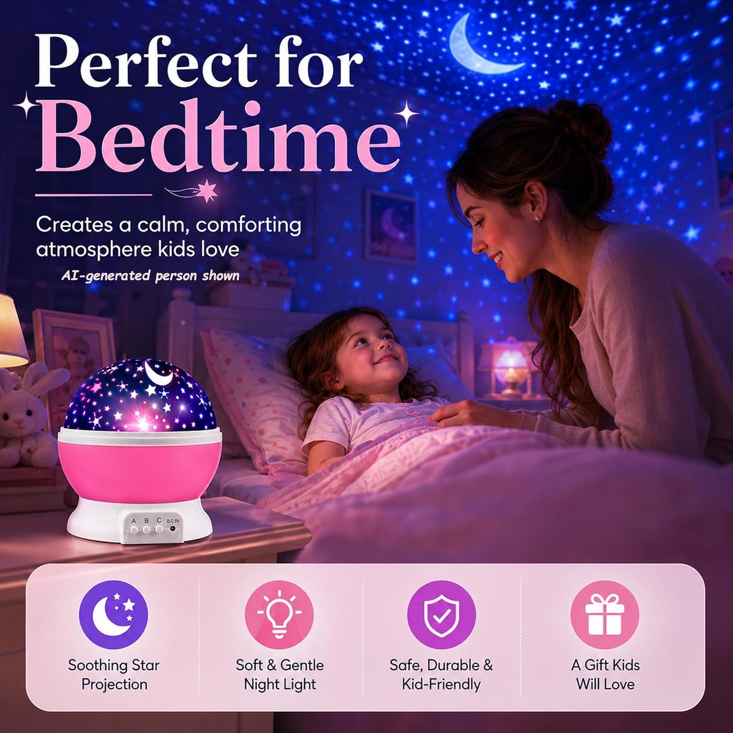 Star Projector Night Lights for Kids | Girls Night Light Projector