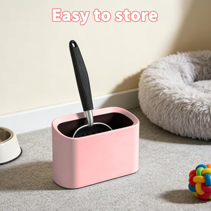 Metal Cat Litter Scoop with Holder, Lidded Caddy Set, Pink