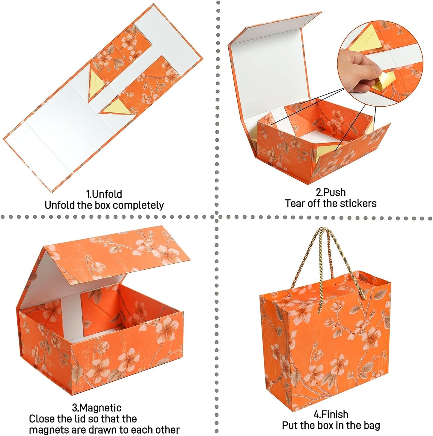 Luxurious Gift Box, 9.8"x7.9"x4" Magnetic Closure Rectangle Collapsible Box for Christmas,Valentine's Day and Anniversaries