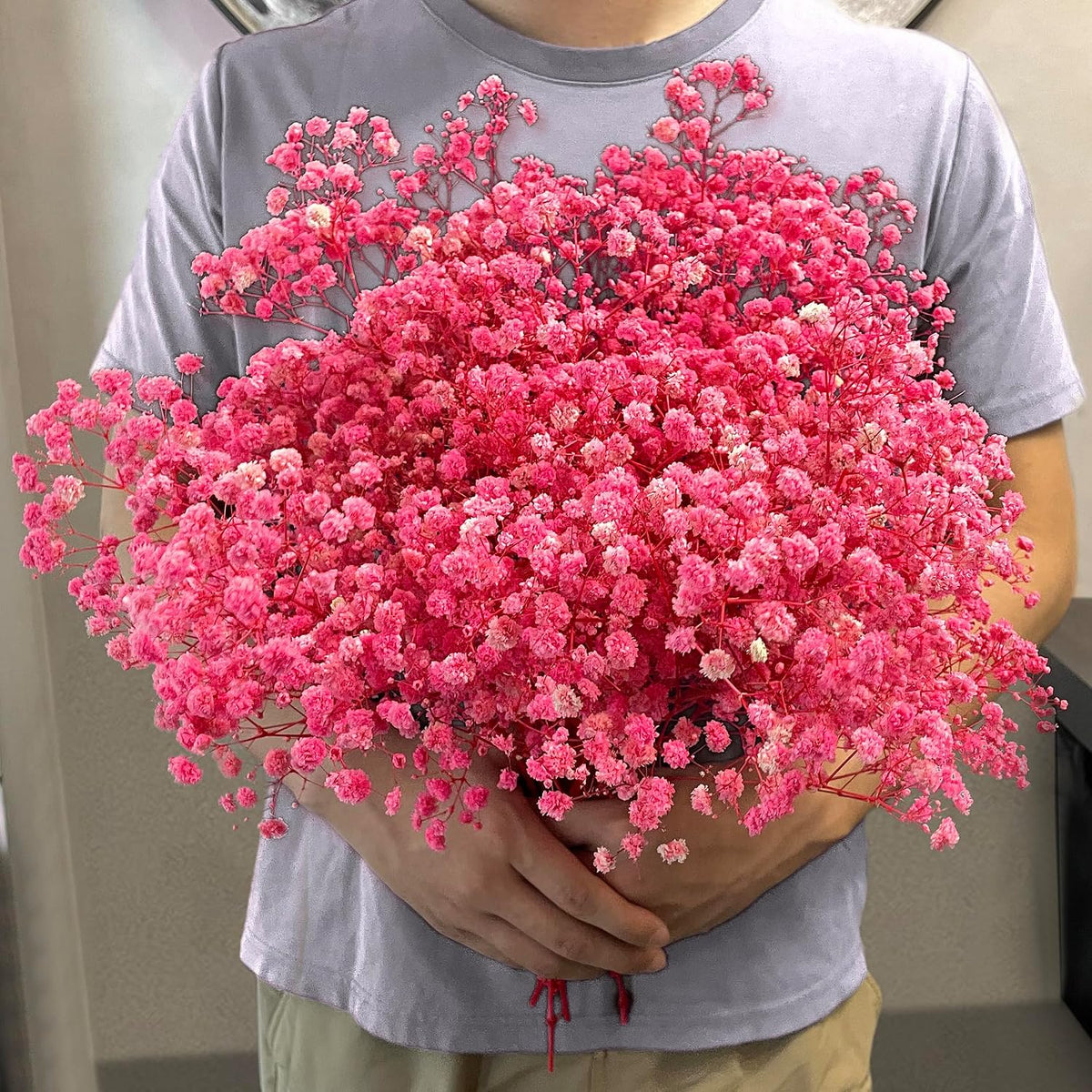 Pink Dried Baby's Breath Flowers, 2.8oz, 17 in, Natural Gypsophila Bouquet