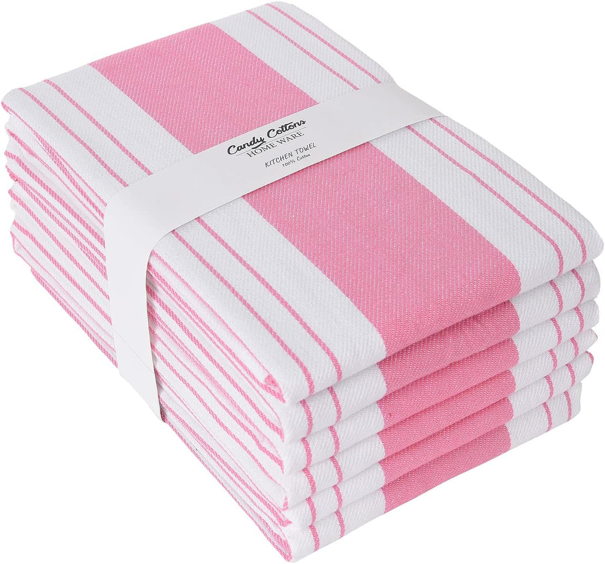Stripe Kitchen Towels Decor Mordern Design Centreband Dish Towels Boho Stripe Absorbent Festive Gift Set of 6 Pantry Reusable Kitchen Dish Towel|Easter Spring Decor 18x28 in |Pink