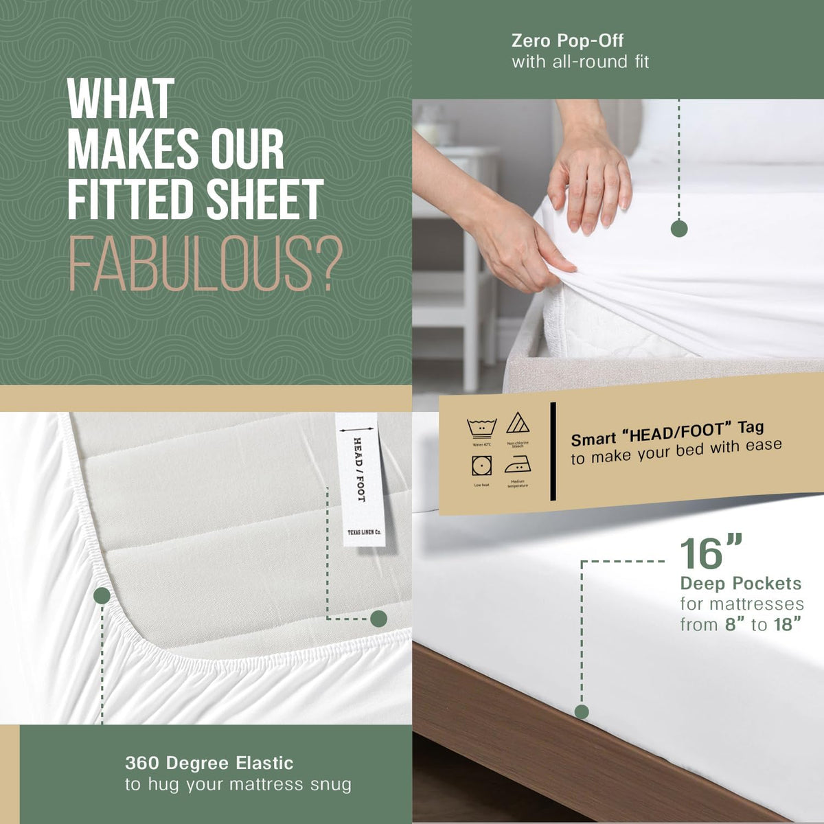 . 100% Organic Cotton Queen Percale Sheet Set - Blush Cotton Percale Sheets Queen, 4 Piece Percale Sheets Queen Size, Crisp, Cooling Sheets, 16" Deep Pocket Hotel Sheet Queen Size