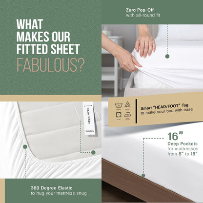 . 100% Organic Cotton Queen Percale Sheet Set - Blush Cotton Percale Sheets Queen, 4 Piece Percale Sheets Queen Size, Crisp, Cooling Sheets, 16" Deep Pocket Hotel Sheet Queen Size