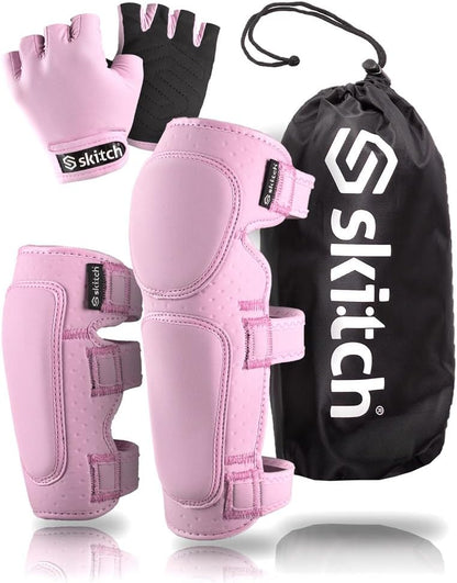 Skateboard Protective Safety Gear Set for Kids and Teens | Premium Lycra Sport Knee Pads + Elbow Pads + Wrist Guards + Carry Bag Scooter Roller Skate Inline Skating Rollerblading