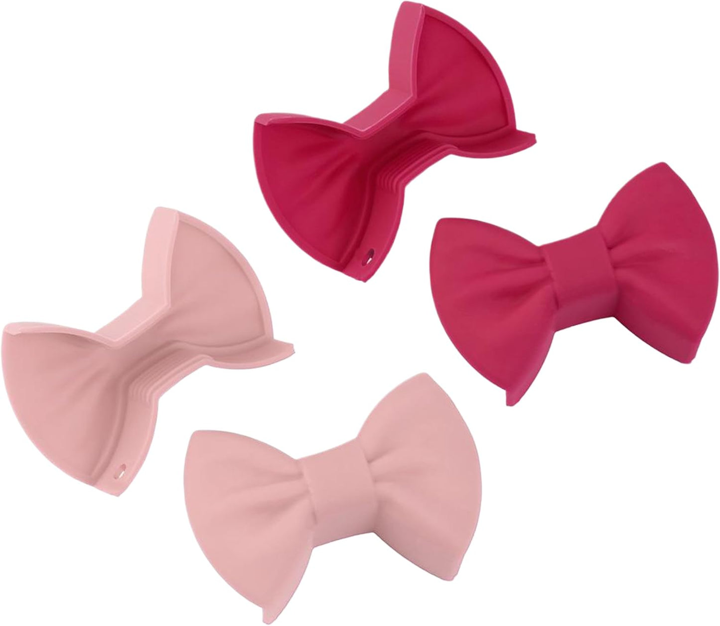 2 Pairs Silicone Bowknot Pot Handle Holders – Pink and Rose Red, Heat Resistant Non-Slip Grips for Cast Iron Skillets and Most Cookware